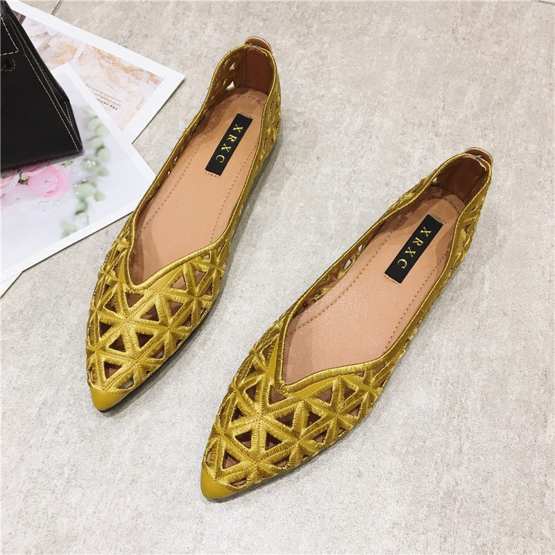 Pointed Toe Perforated Women's Shoes