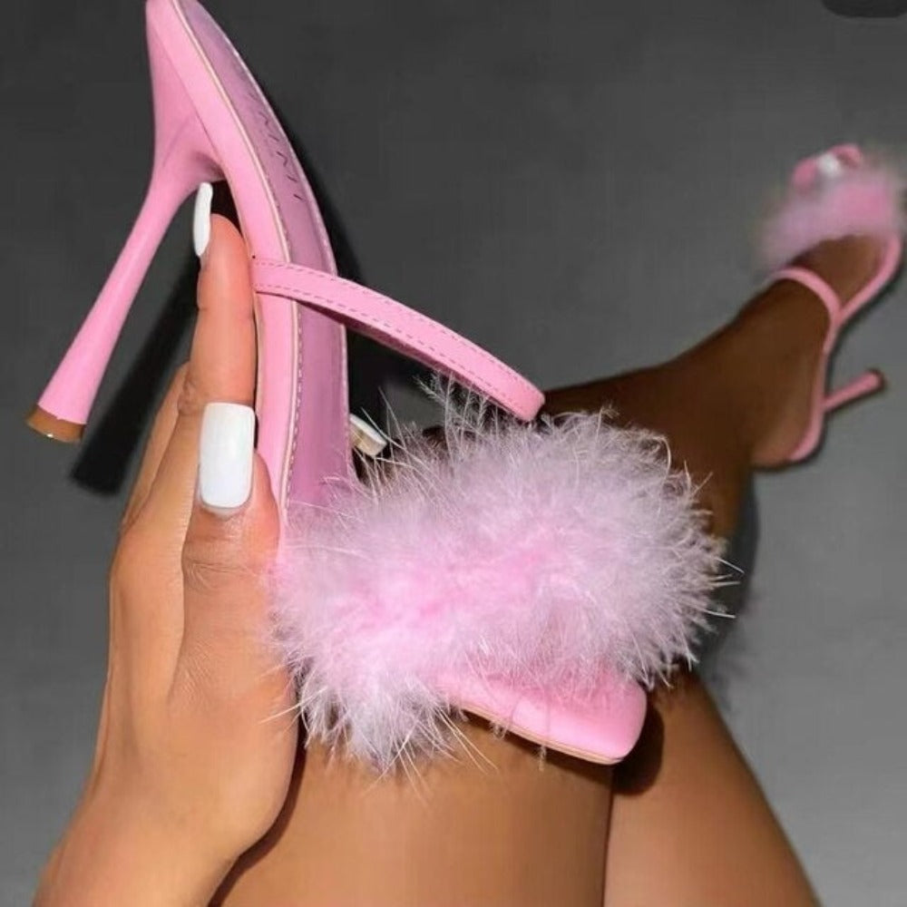 Fuzzy Fur Thin Heels