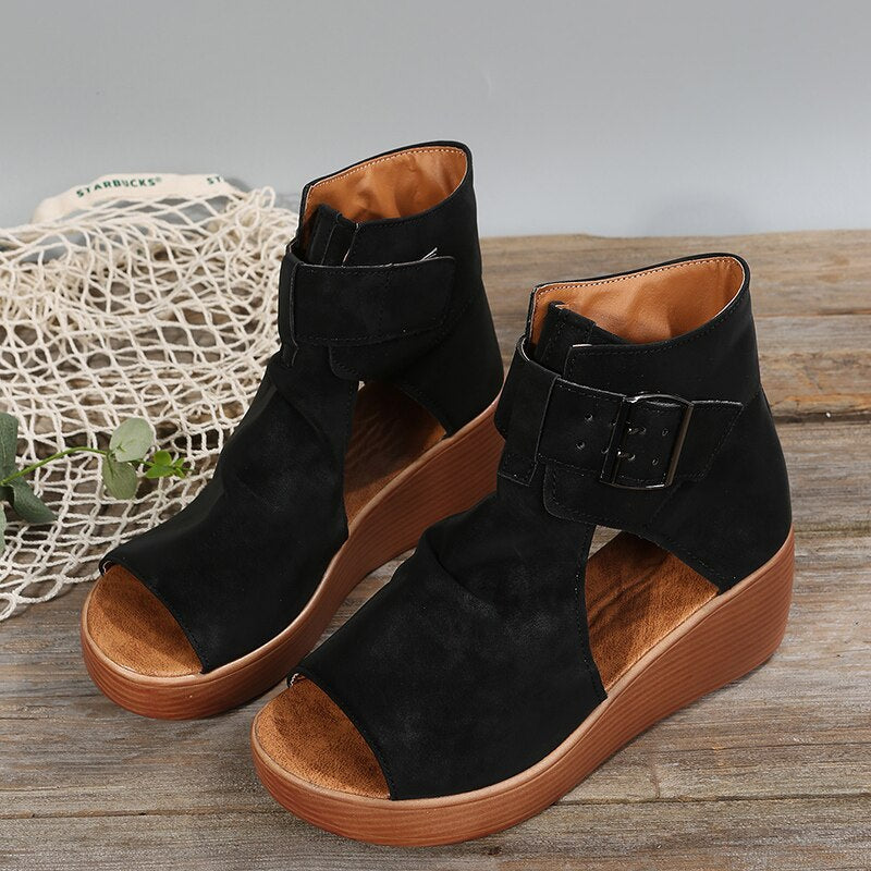 Buckle Roman Summer Ankle Boots