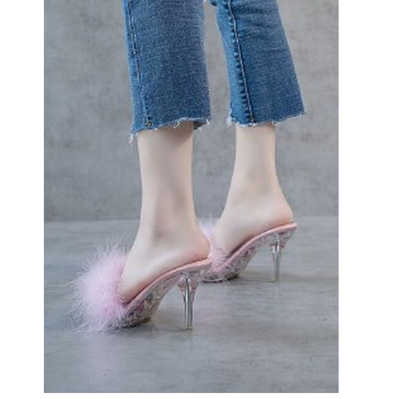 Women's Feather Transparent Heels