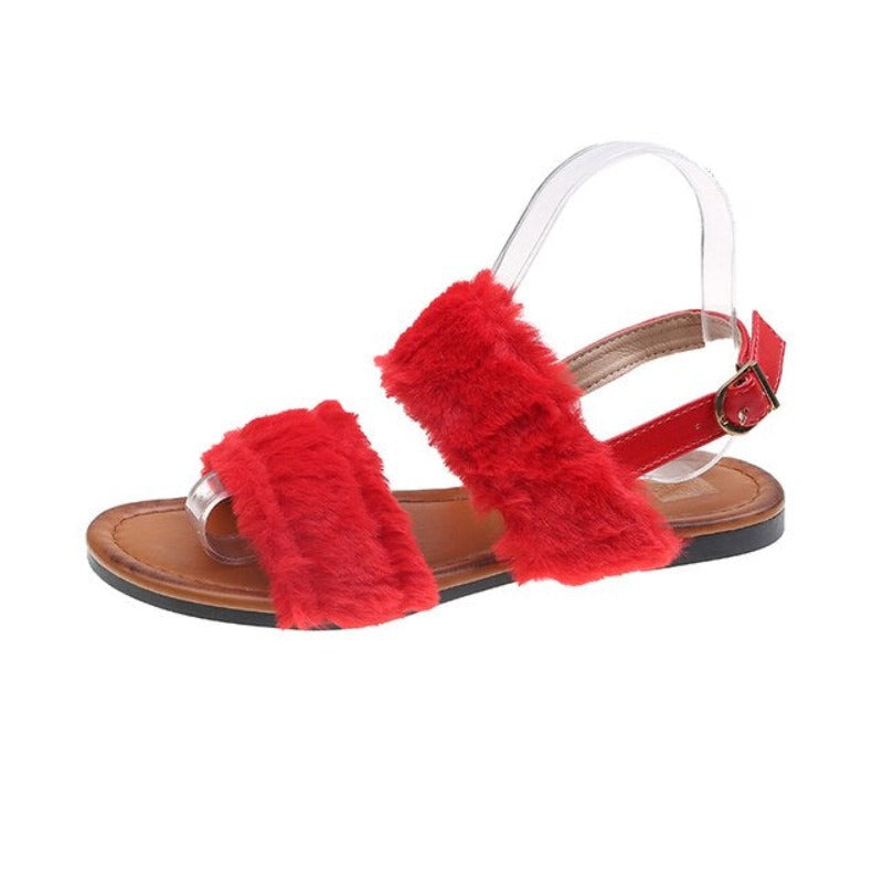 Faux Fur Sweet Candy-Colored Slippery-Proof Platform Autumn Slippers