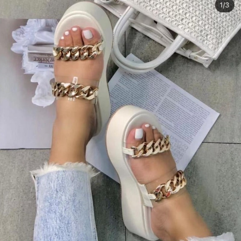 Chain Soft Bottom Wedge Sandals