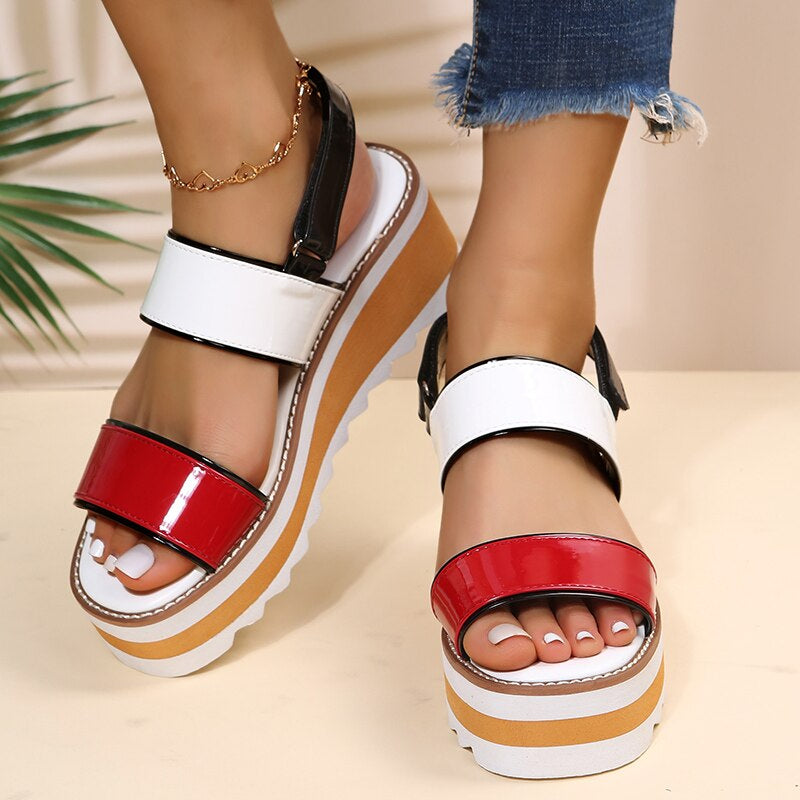 Leather Open-Toe Chunky Sandals