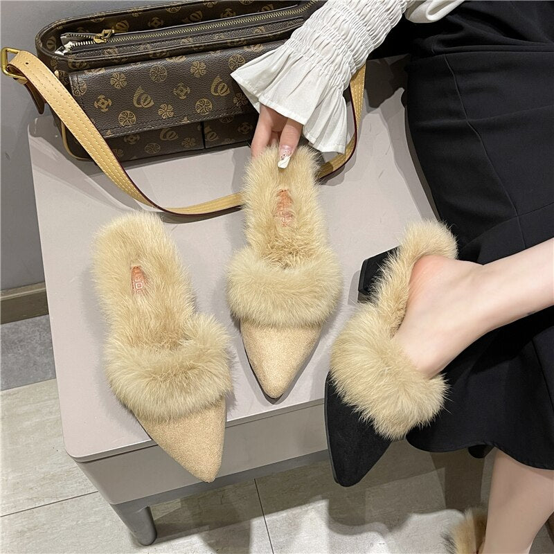 Shallow Mouth Comfortable High-Heeled Slippers