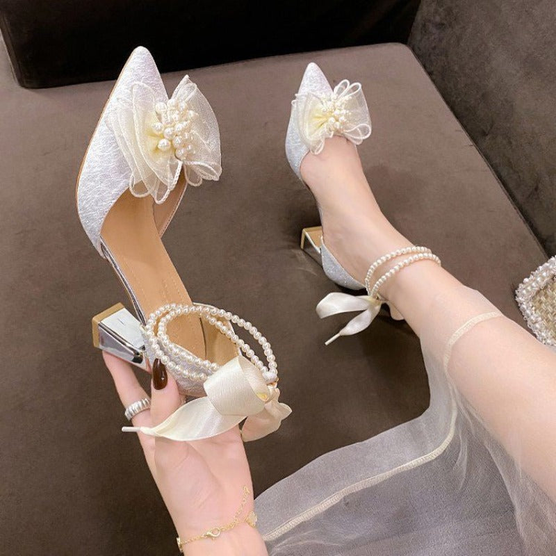 White Beaded for Women Heels