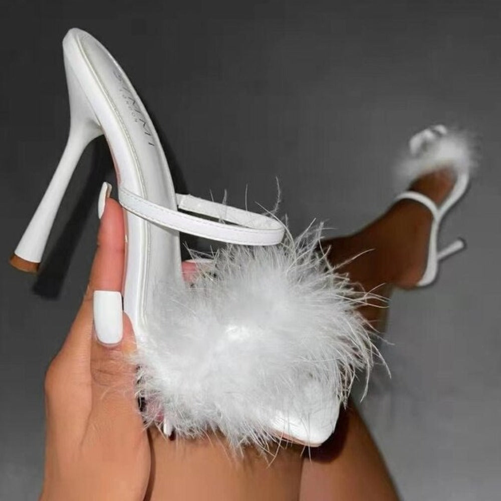 Fuzzy Fur Thin Heels