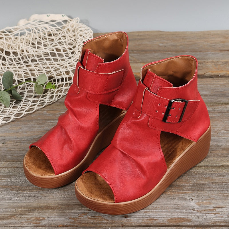 Buckle Roman Summer Ankle Boots