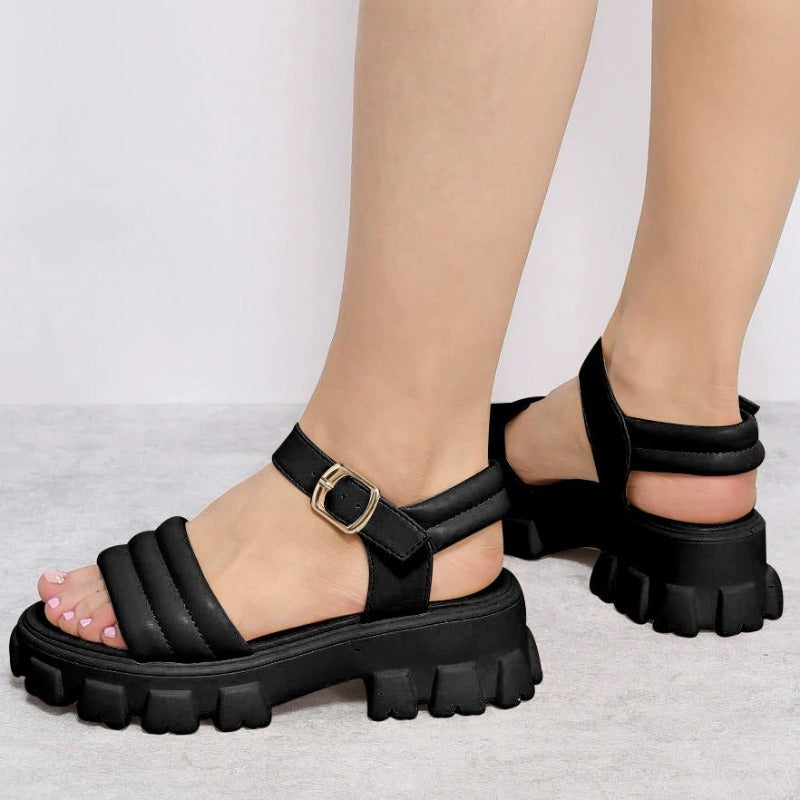 Buckle Strap Thick Sole Flat Sandal