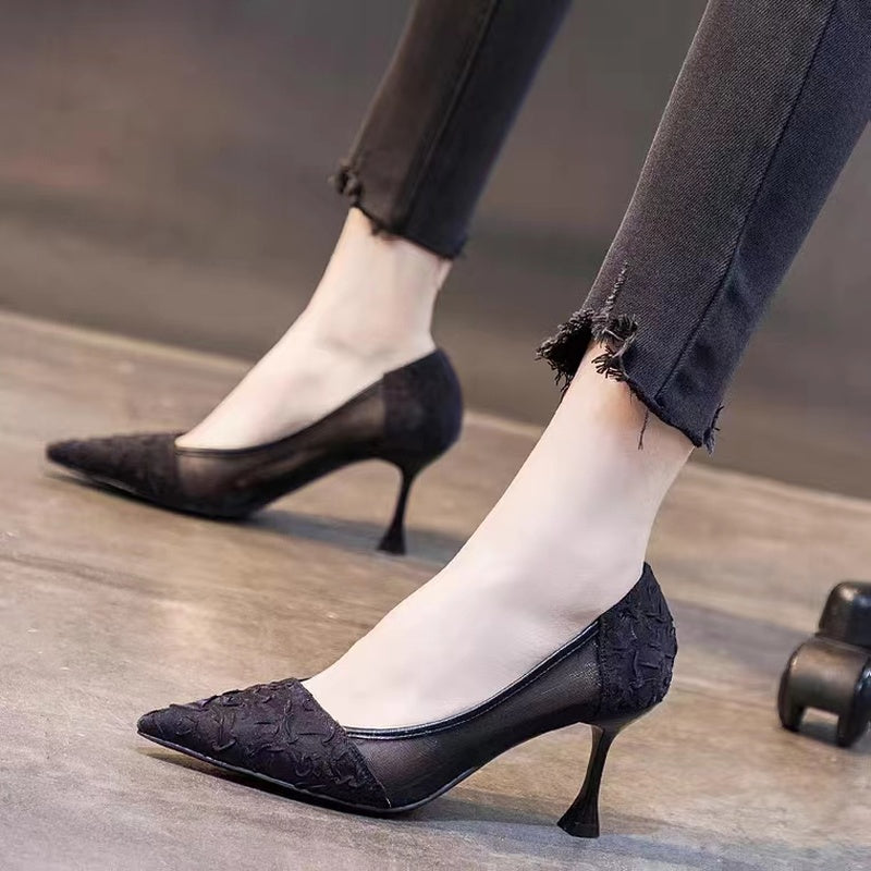 Satin Silk Weave Women Pumps High Heels