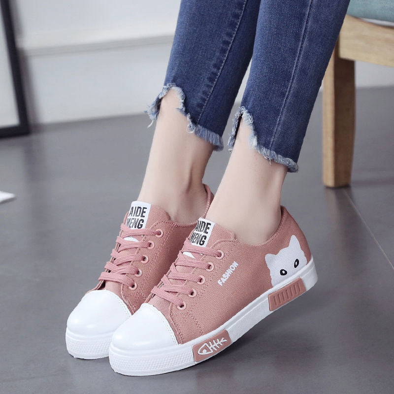 Cat Print Women's Canvas Shoes