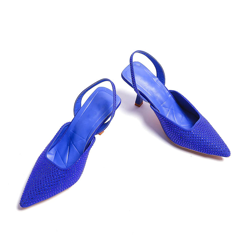 Spring Women Sandal Shoes Thin High Heel Pointed Toe Slingback Sandals