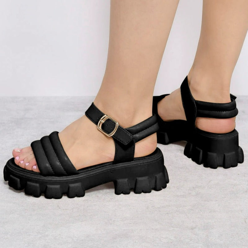 Summer Lady Buckle Strap Thick-Sole Casual Sandals