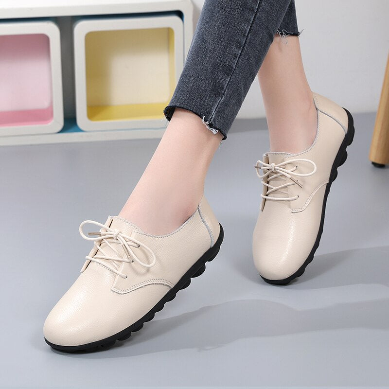 Genuine Leather Flat Oxford Shoes