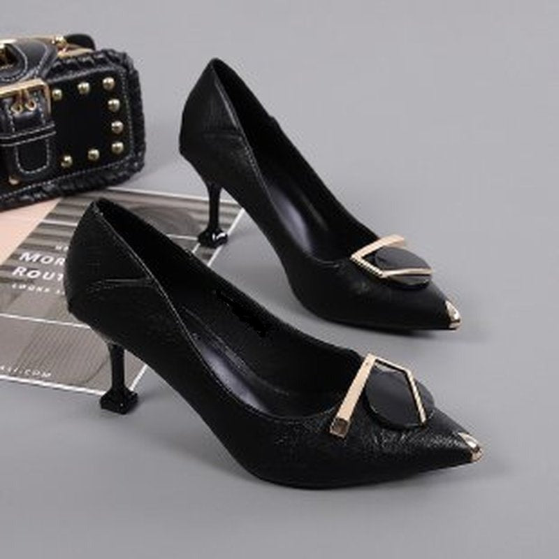 Metal Buckle Rhinestone High Heels