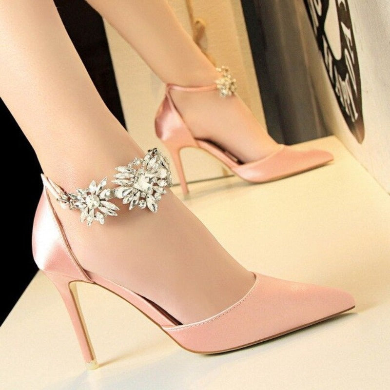 Flower Crystal Rhinestone Wedding Shoes