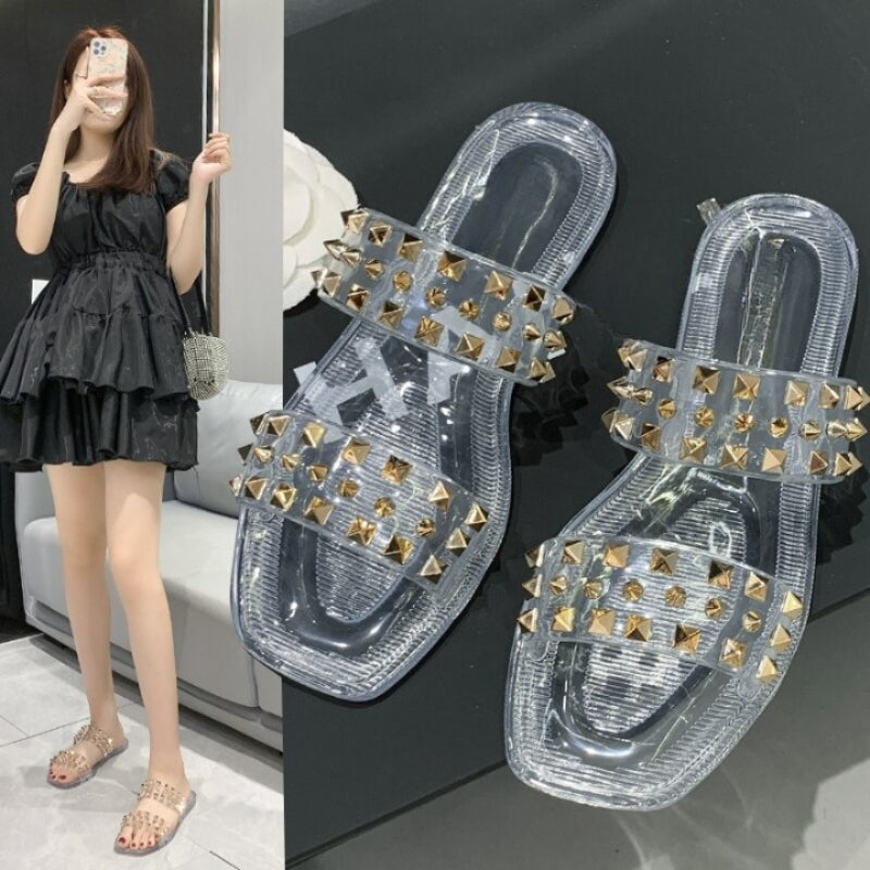 Ladies Rivet Flat Slippers