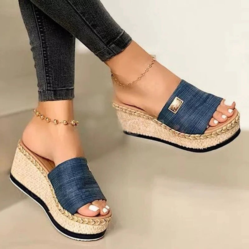 Women's Basic Knitted Clog Wedge Sandals