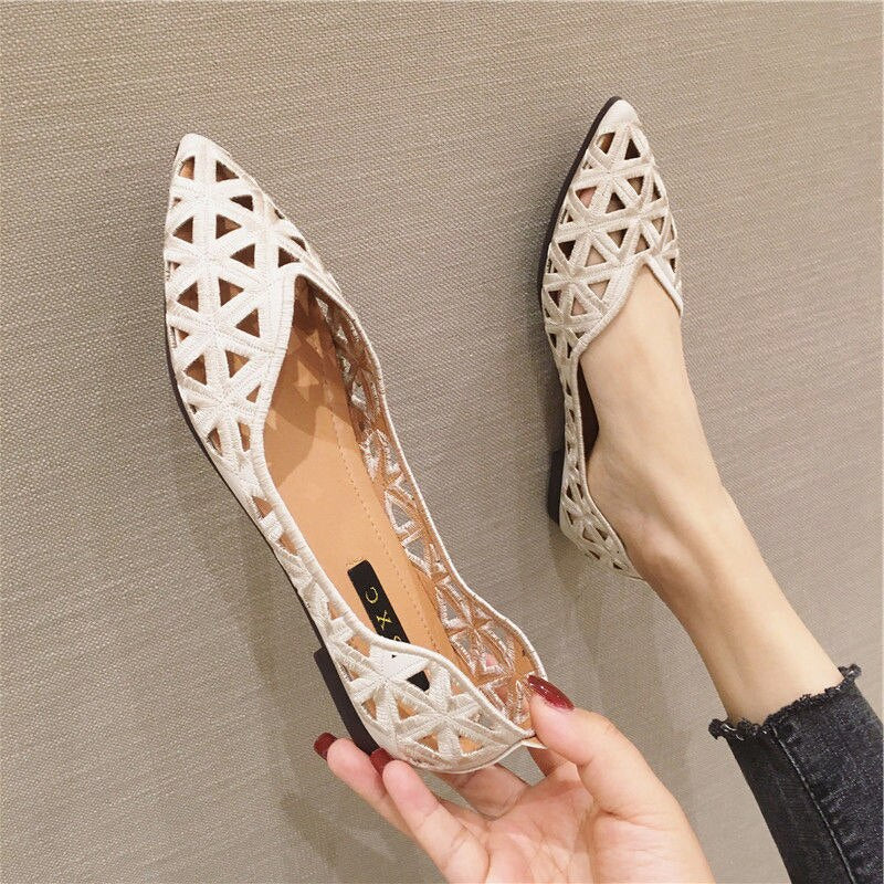 Pointed Toe Perforated Women's Shoes