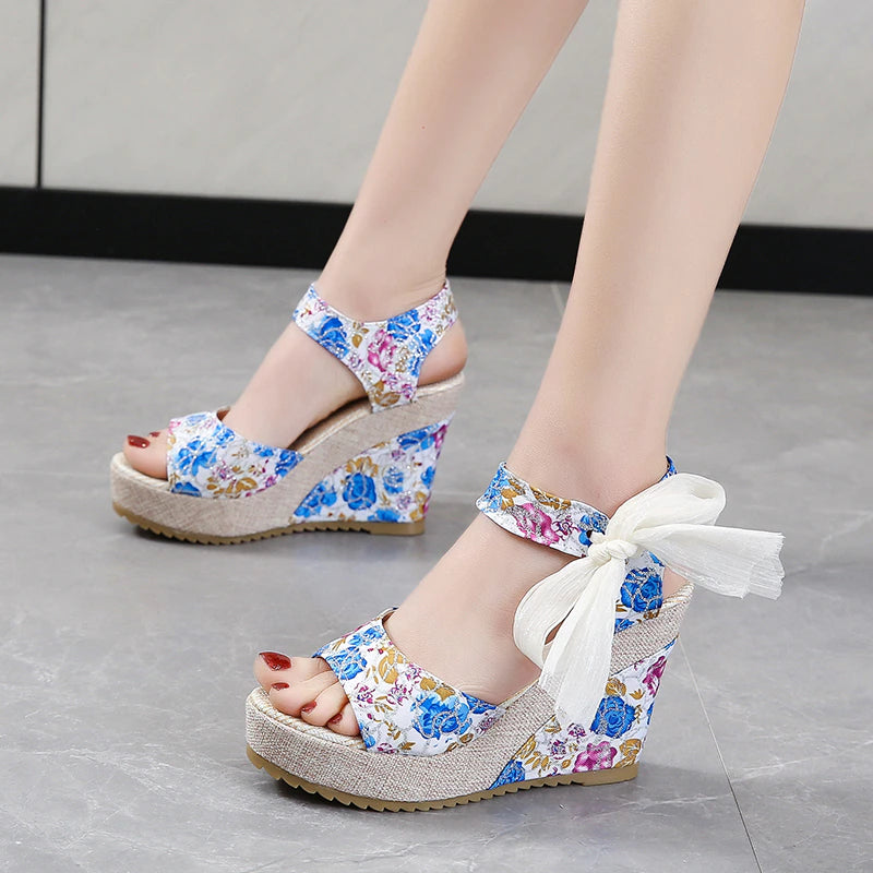 Women Leisure Lace Party Wedge Sandals