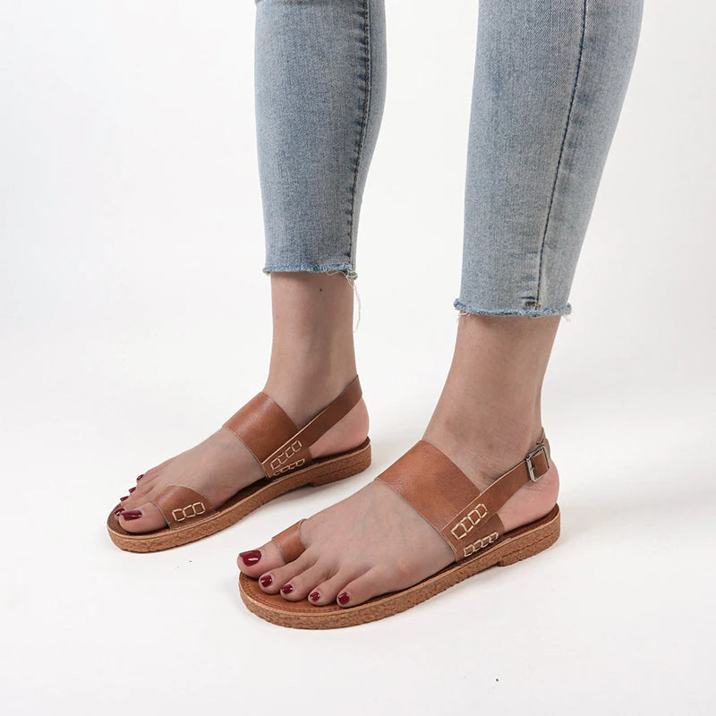 Summer Women Fashion Real Leather Buckle Casual Sandals