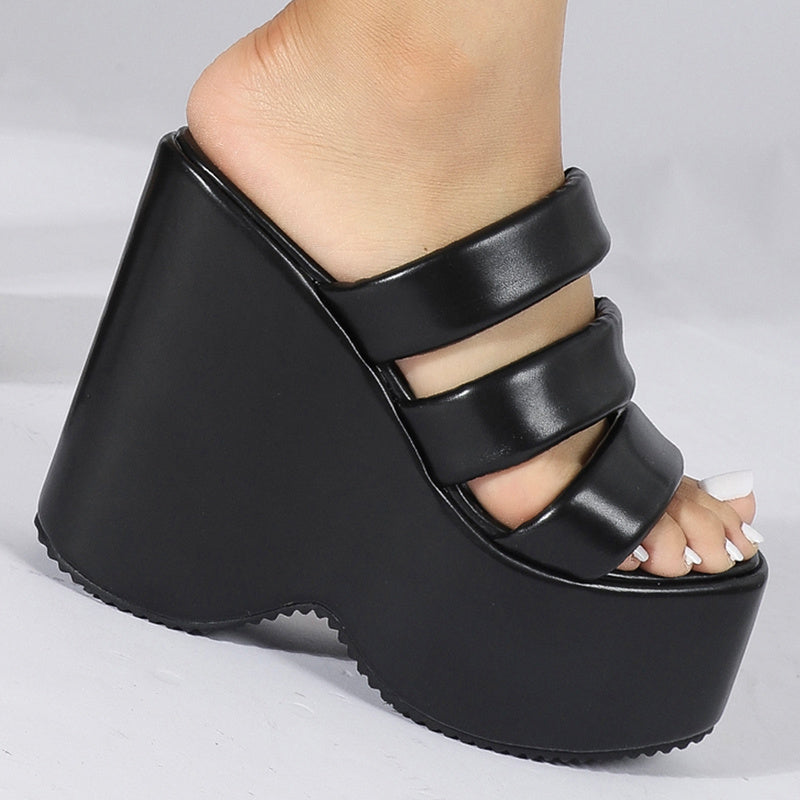 Punk Open Toe Slip High Heels