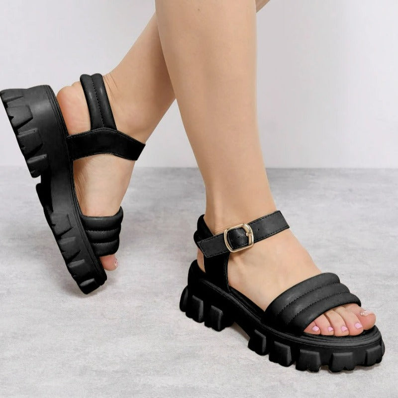 Buckle Strap Thick Sole Flat Sandal