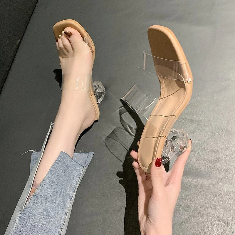 Heels Shoes Woman Transparent Sandals