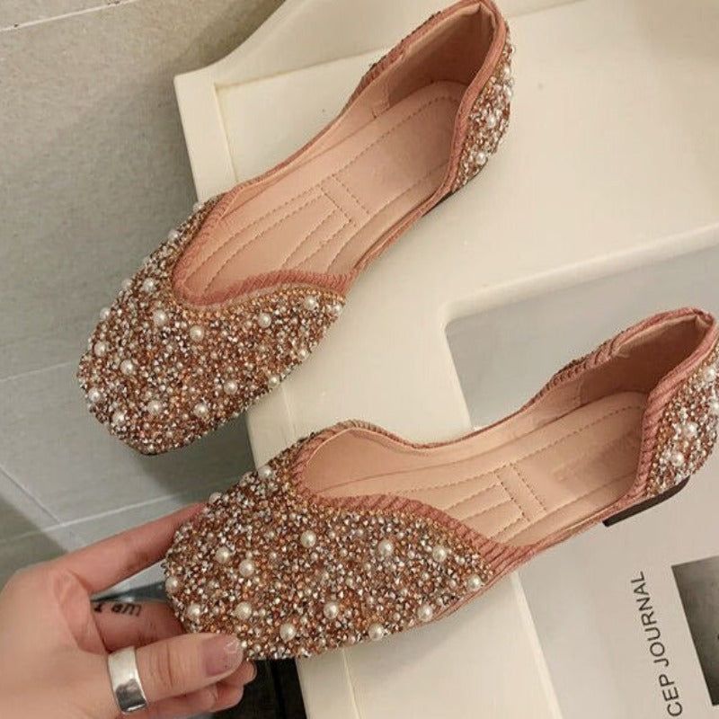 Low-Cut Crystal Flat Transparent Sandals