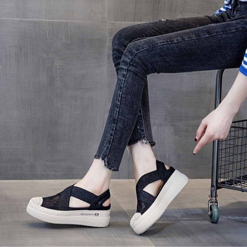 Mesh Elastic Bandage Casual Platform Summer Sandal