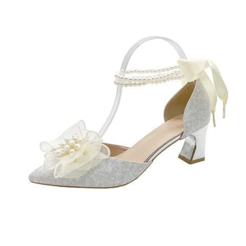 White Beaded for Women Heels