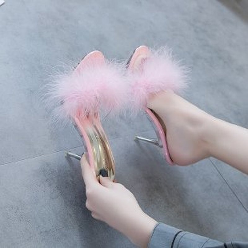 Women's Feather Transparent Heels