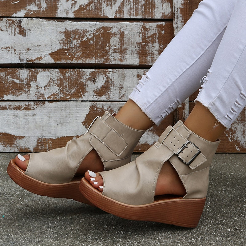 Buckle Roman Summer Ankle Boots