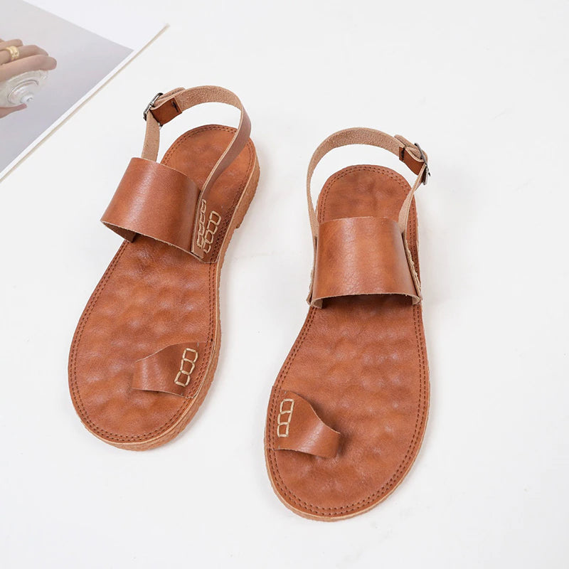 Summer Women Fashion Real Leather Buckle Casual Sandals