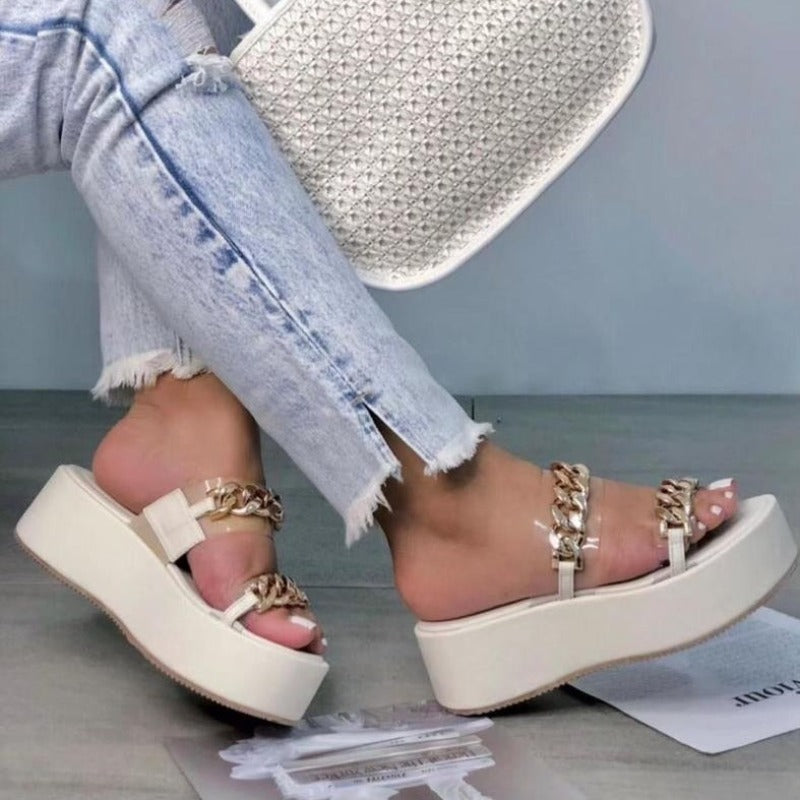 Chain Soft Bottom Wedge Sandals