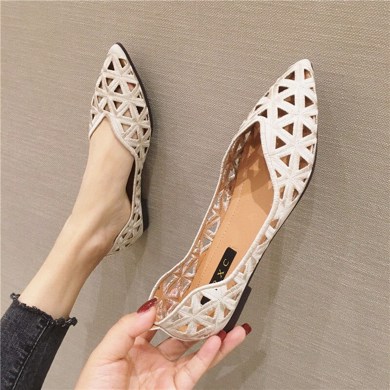 Pointed Toe Perforated Women's Shoes