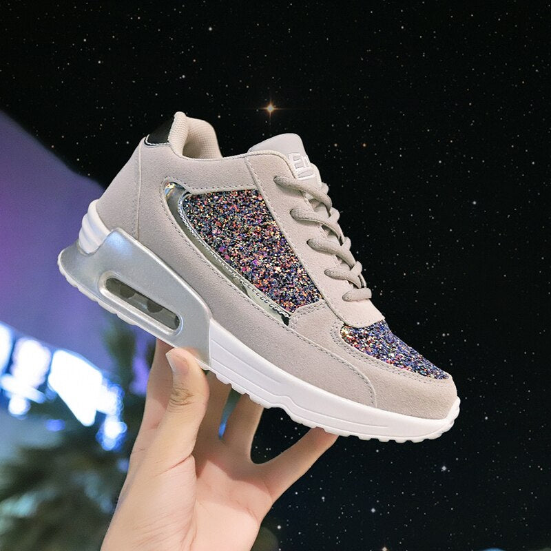 Women's Wedges Sequins Shake Sneakers