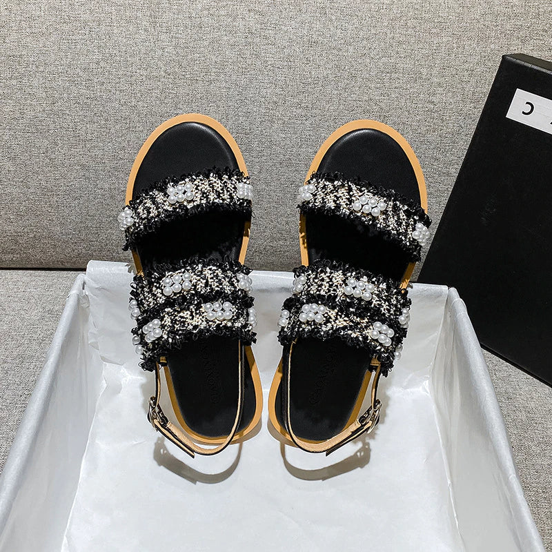 Fashion Beaded Design Ladies Casual Slippers