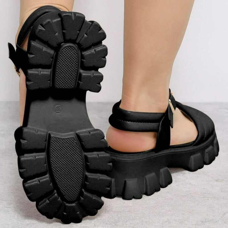 Summer Lady Buckle Strap Thick-Sole Casual Sandals