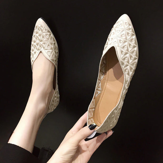 Solid Perforated Women's Shoes