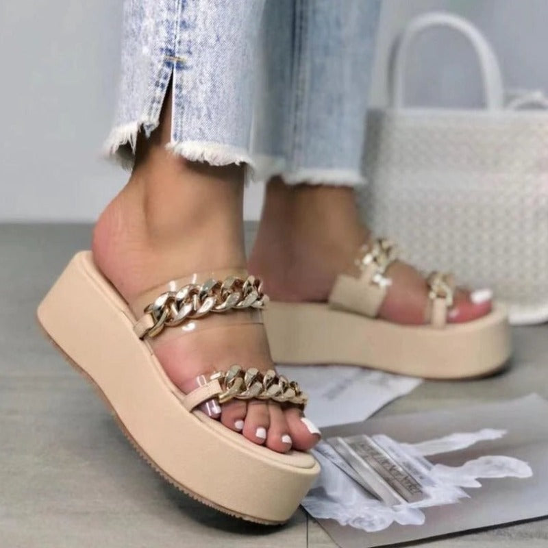 Chain Soft Bottom Wedge Sandals