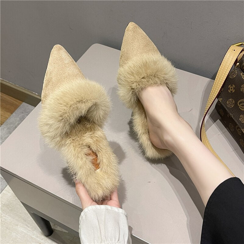 Shallow Mouth Comfortable High-Heeled Slippers