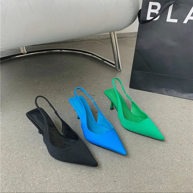 Kitten Heel Satin Heel Shoes