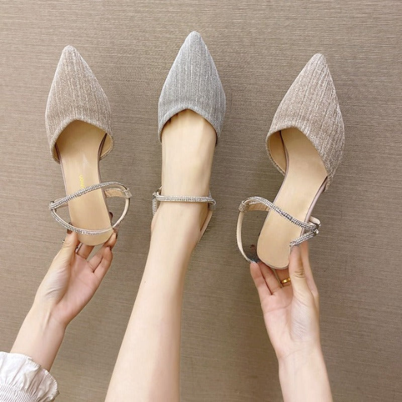 Women Pointed Toe Silver High Heel