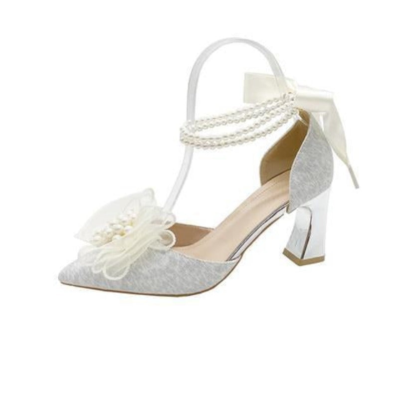 White Beaded for Women Heels