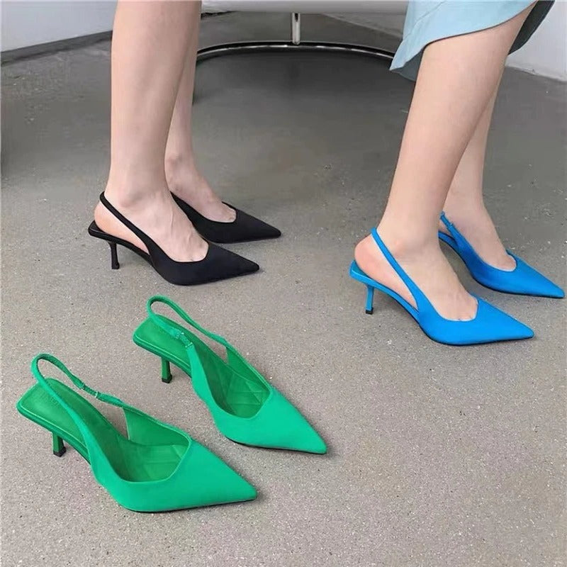 Kitten Heel Satin Heel Shoes