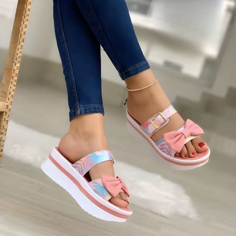 Women Fashion Bow Flats Platforms