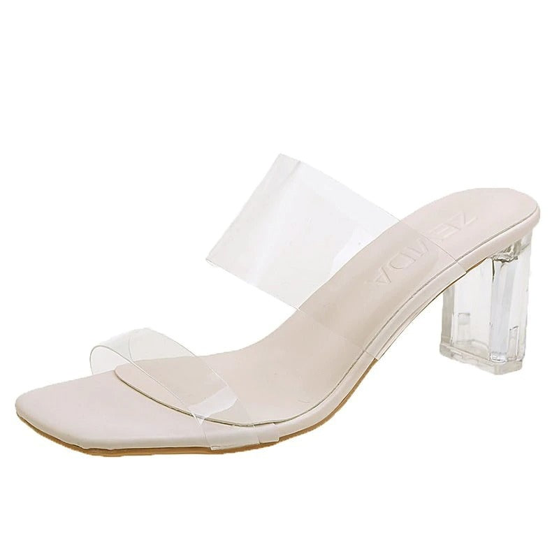 Crystal Thick Heel Sandals