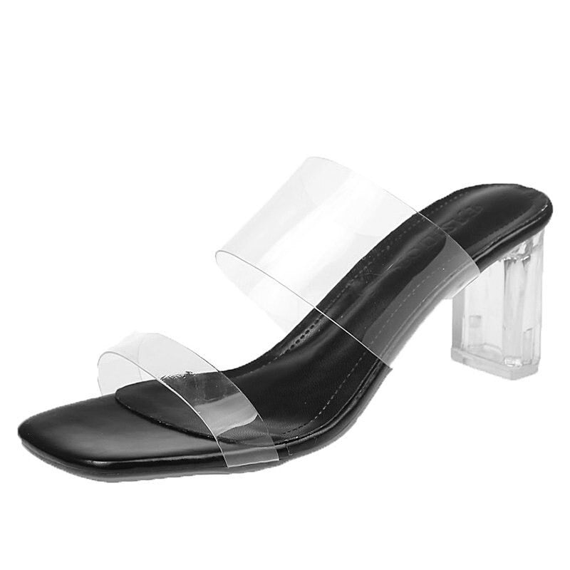 Crystal Thick Heel Sandals