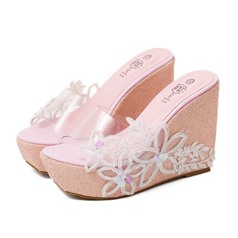 Women Transparent Crystal Slippers