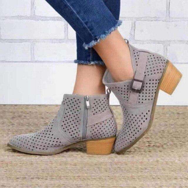 Chunky Zippers Ankle High Boots